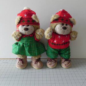 Vintage Trappers Christmas Bears Set of 2 Boy and Girl 17"